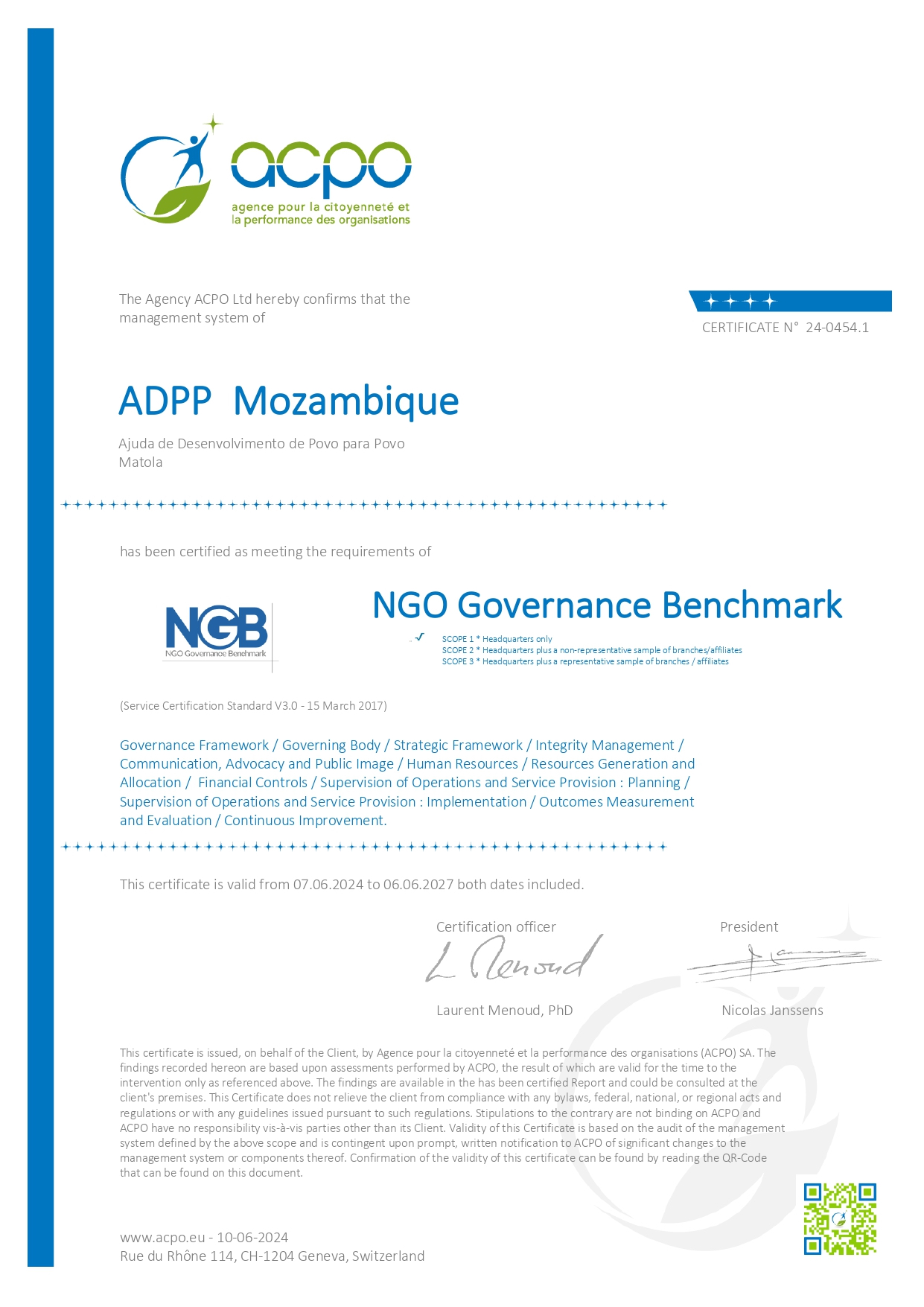 NGB 2024 2027 certificate NGO governanceMozambique ADPP page 0001